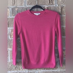 LK Bennett | Maisy Pullover Crewneck Sweater Silk Cotton Crimson Pink XS